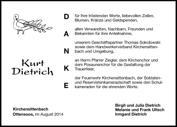 Traueranzeige von Kurt Dietrich von Pegnitz-Zeitung